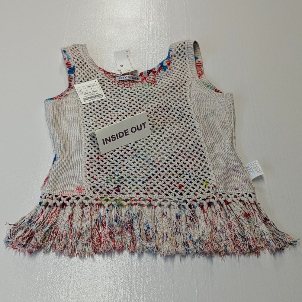 NWT Issey Miyake Cotton Tank Size 2 Multicolored Crochet With Fringe Tassles - Picture 16 of 16